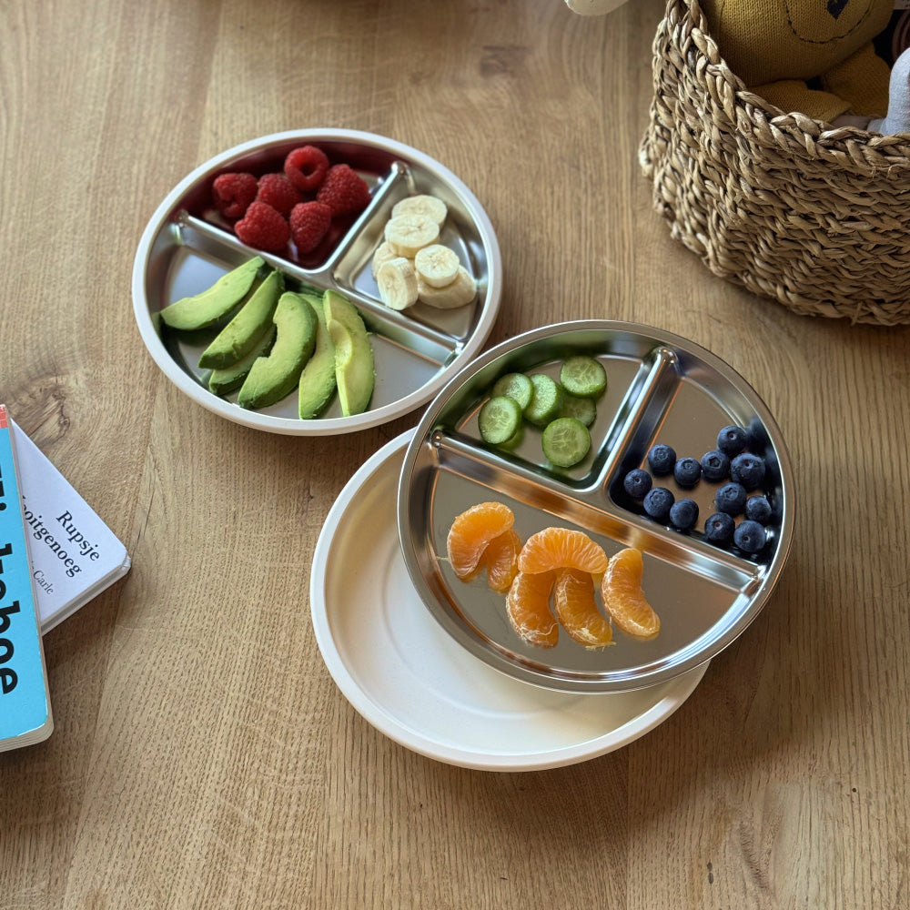 RVS Kinderbord met Siliconen Omhulsel – Voordeelset 2 Stuks