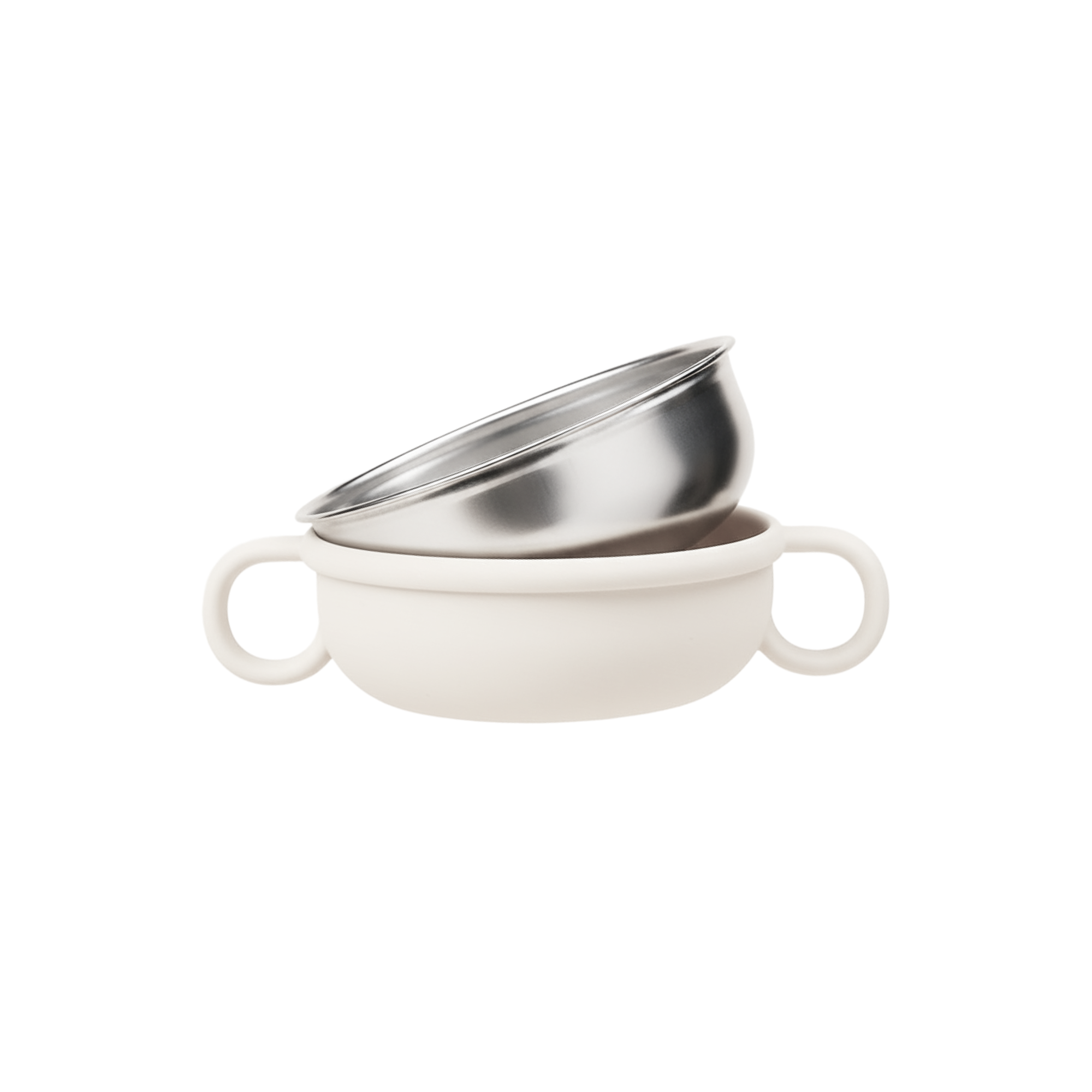 RVS Kinderkommetje met Siliconen Omhulsel - 250ml - Beige