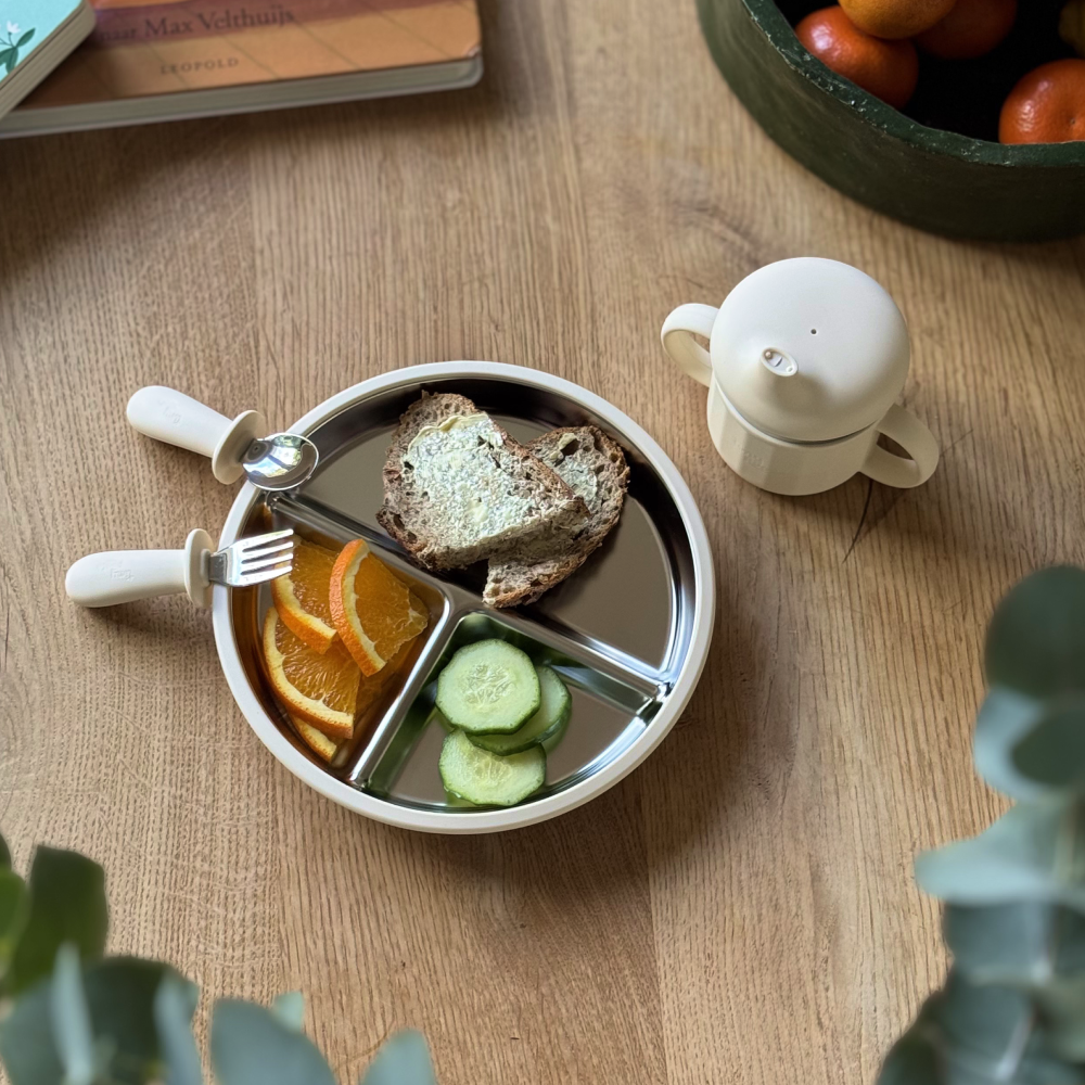 Tiny Roots Peuter Set - Kinderbord, Bestek en Drinkbeker voor Zelf Leren Eten
